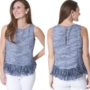 Sail to Sable tweed fringe hem sleeveless top navy